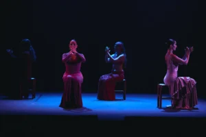 Bailaoras de flamenco interpretando una coreografía